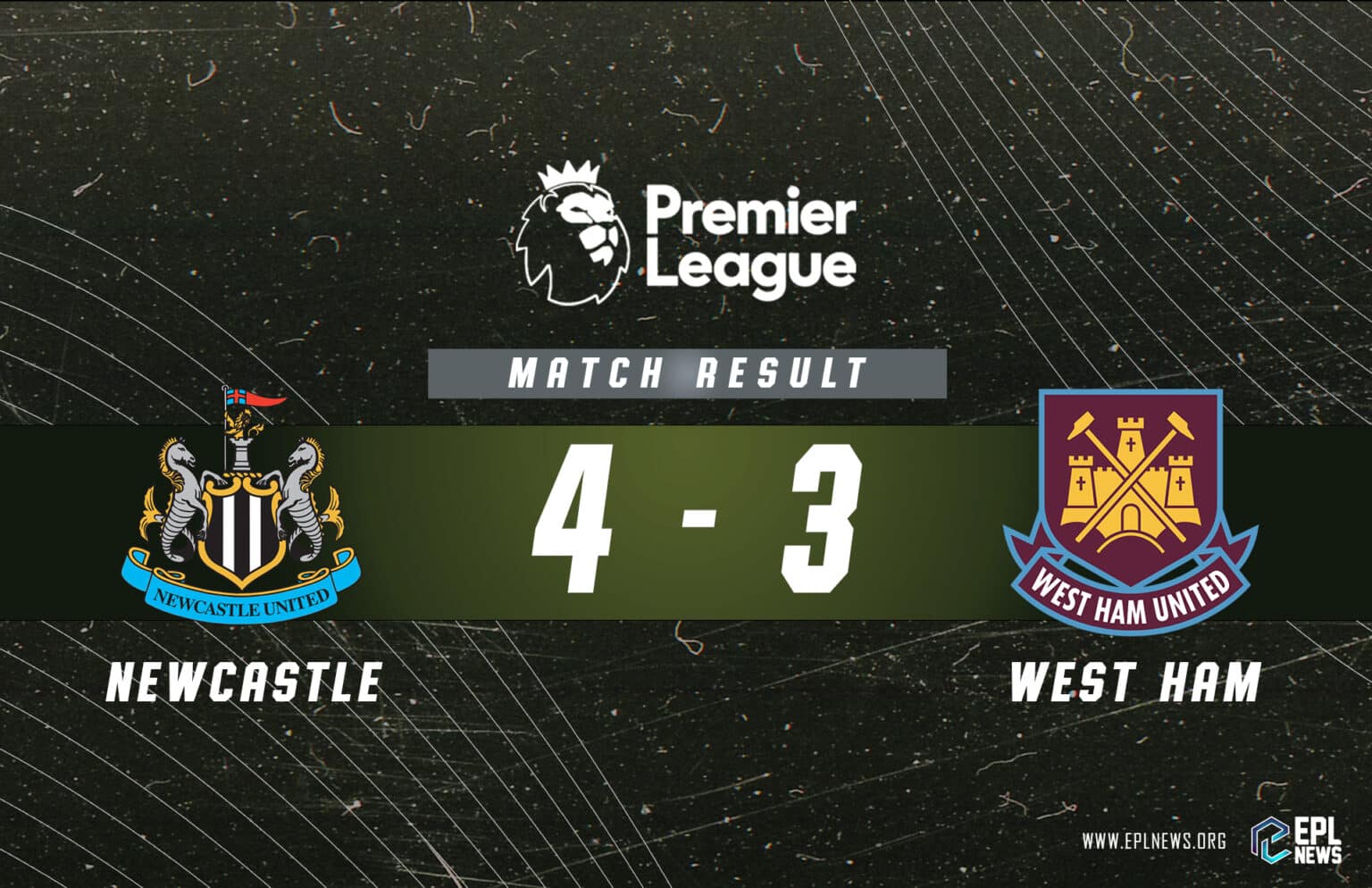 Laporan Newcastle vs West Ham 4-3