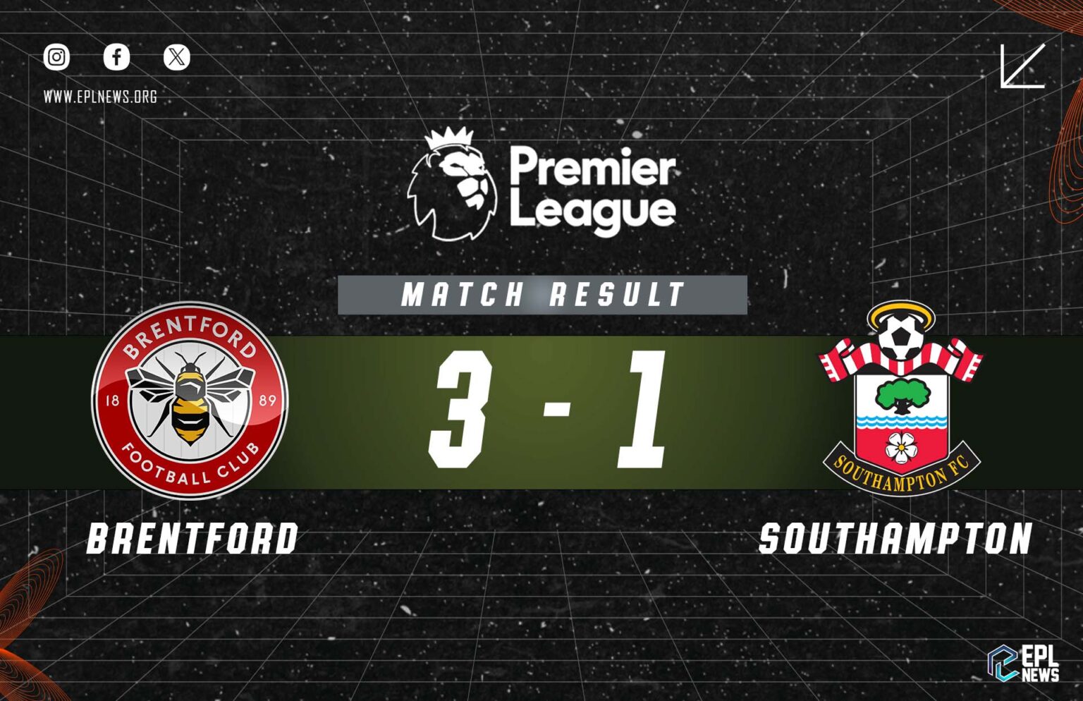 Laporan Pertandingan Brentford vs Southampton 3-1