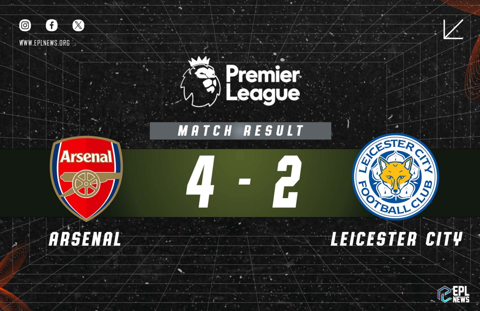 Laporan Arsenal vs Leicester City 4-2