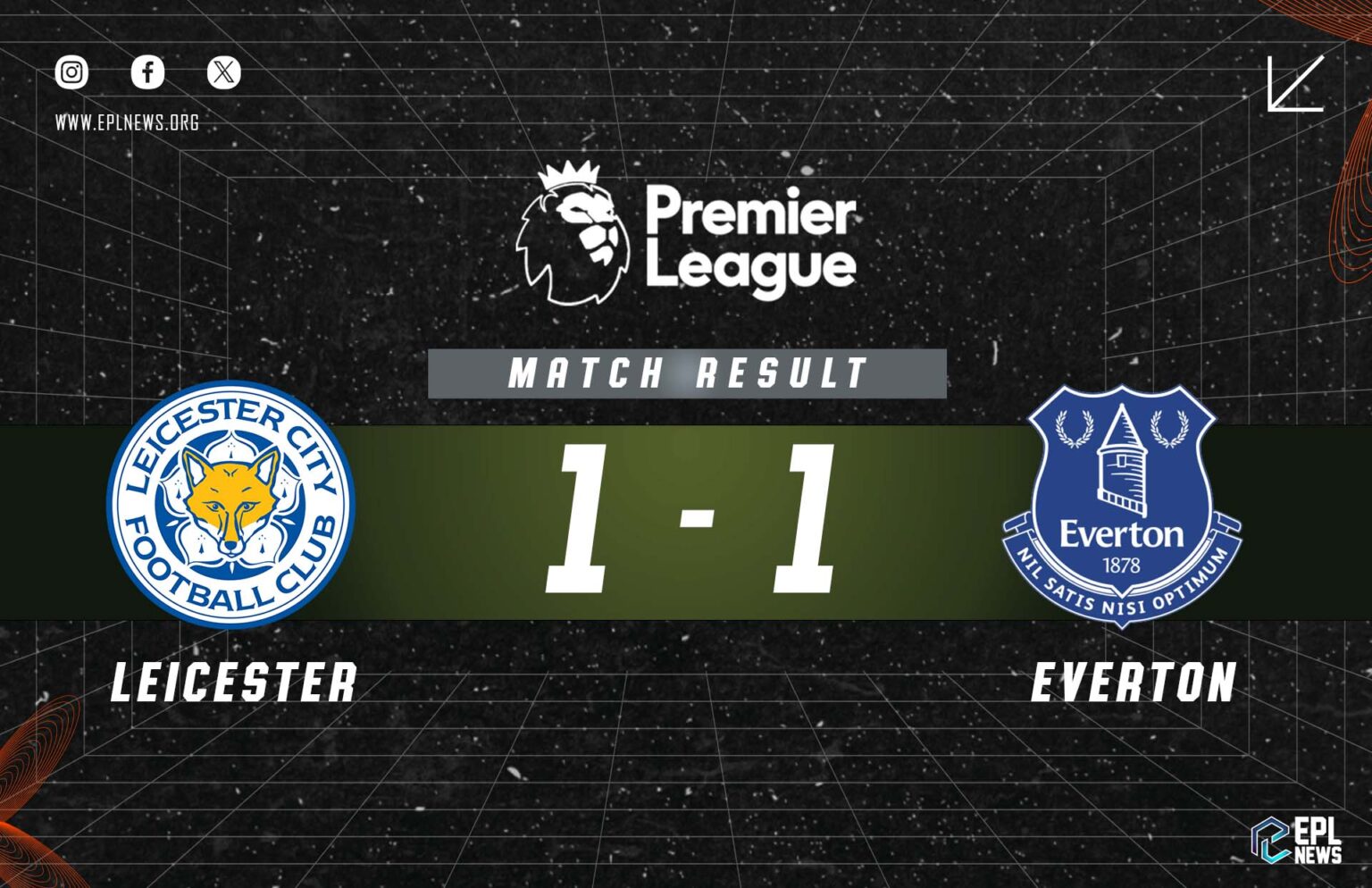 Laporan Leicester vs Everton 1-1