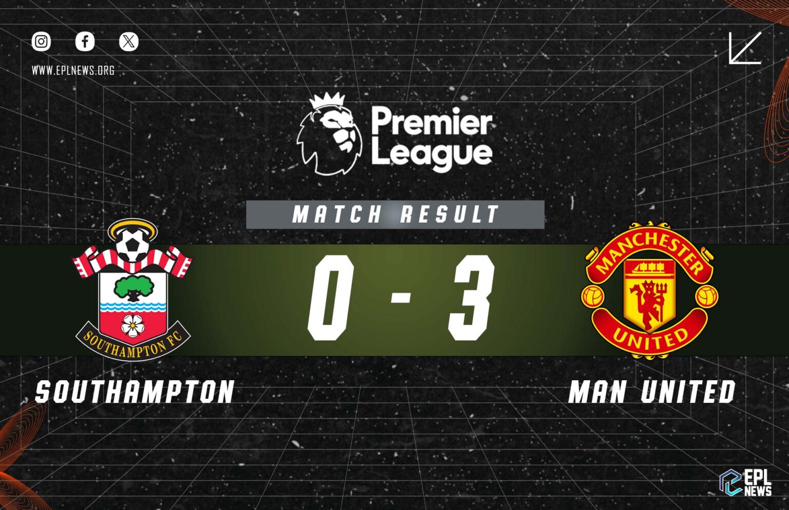 Laporan Southampton vs Manchester United 0-3