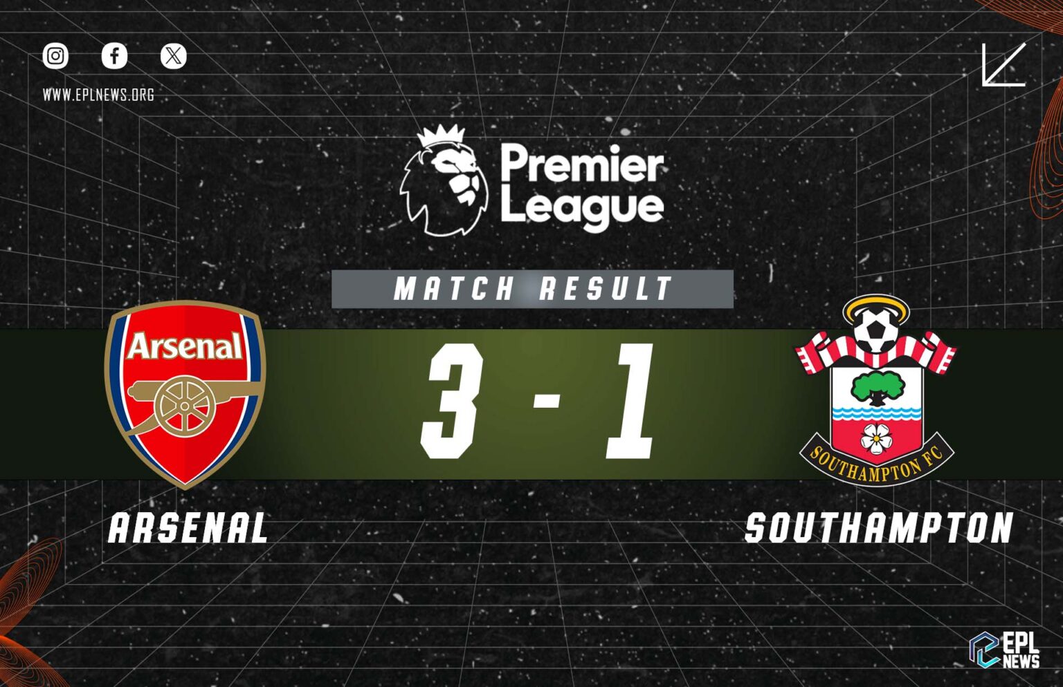 Laporan Arsenal vs Southampton 3-1