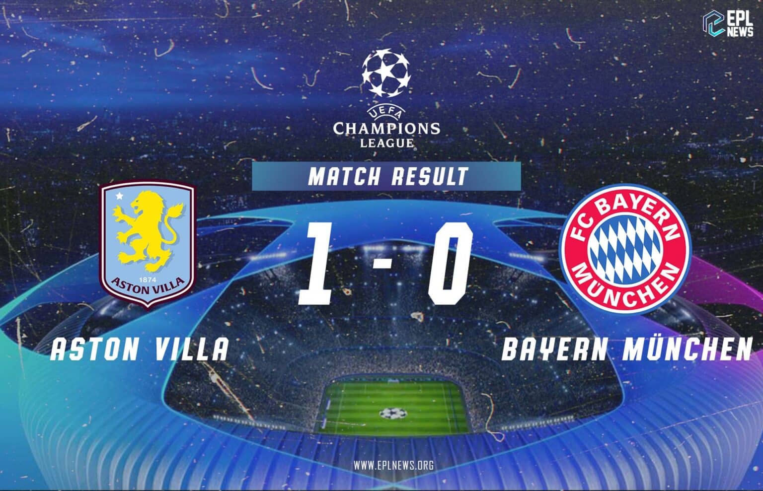 Laporan Pertandingan Aston Villa vs Bayern Munich 1-0